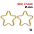 2 Pcs 14k Gold Filled Wire Star Charm,15.0mm Star Jump Ring (0.89mm wire) CL, (GF/777)